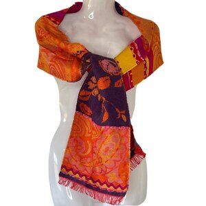 Jacques D'Albry Paris Designer Scarf Vibrant Wool Blend Multicolor Soft and Warm